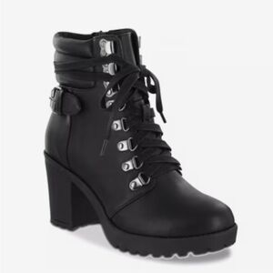 EUC Black Heeled Combat Ankle Boots